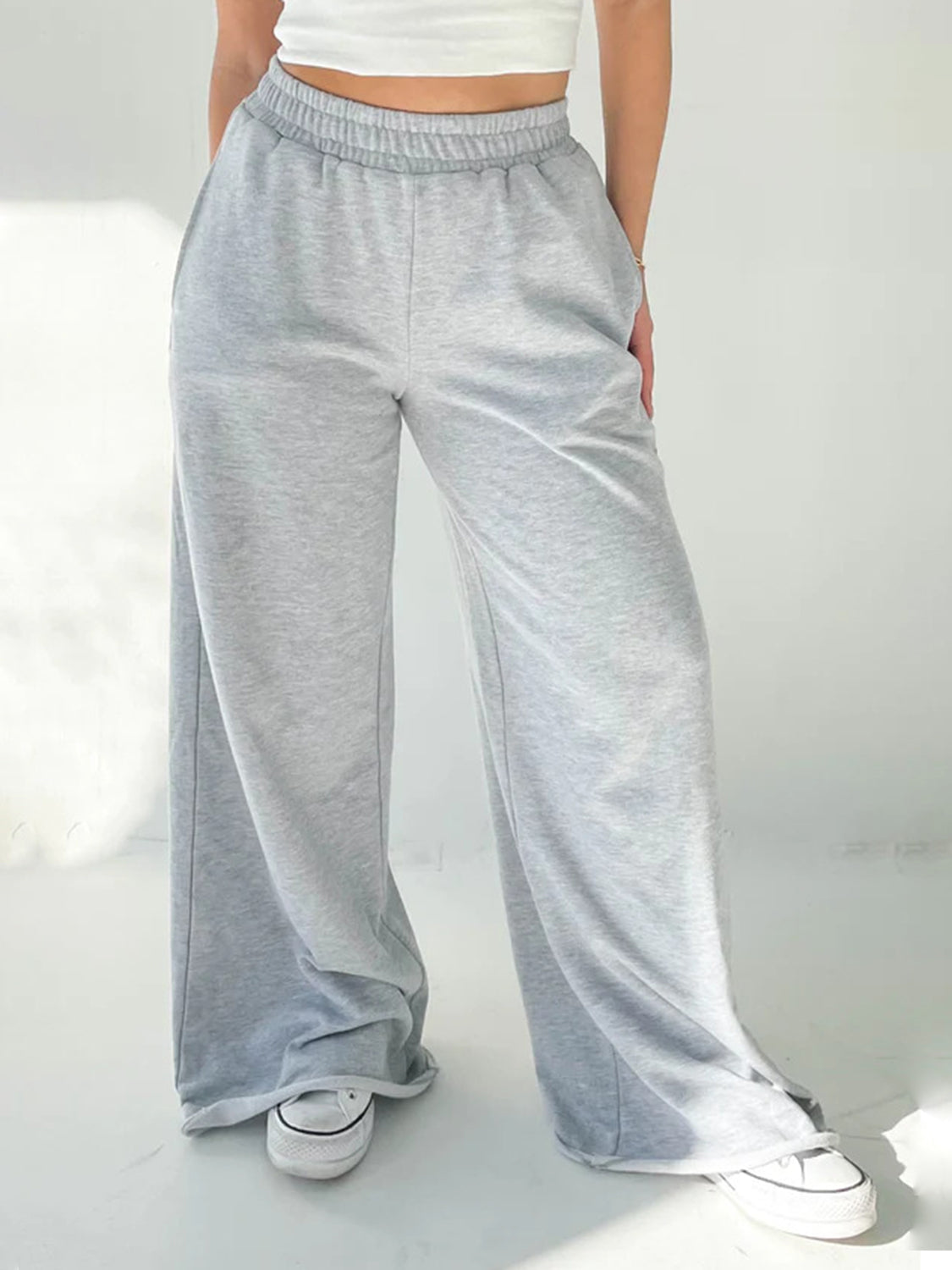 Elastic Waist Wide Leg Pants