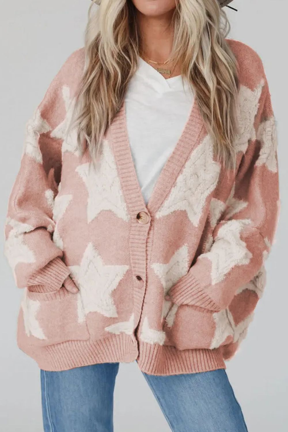 Star Button Up Long Sleeve Cardigan