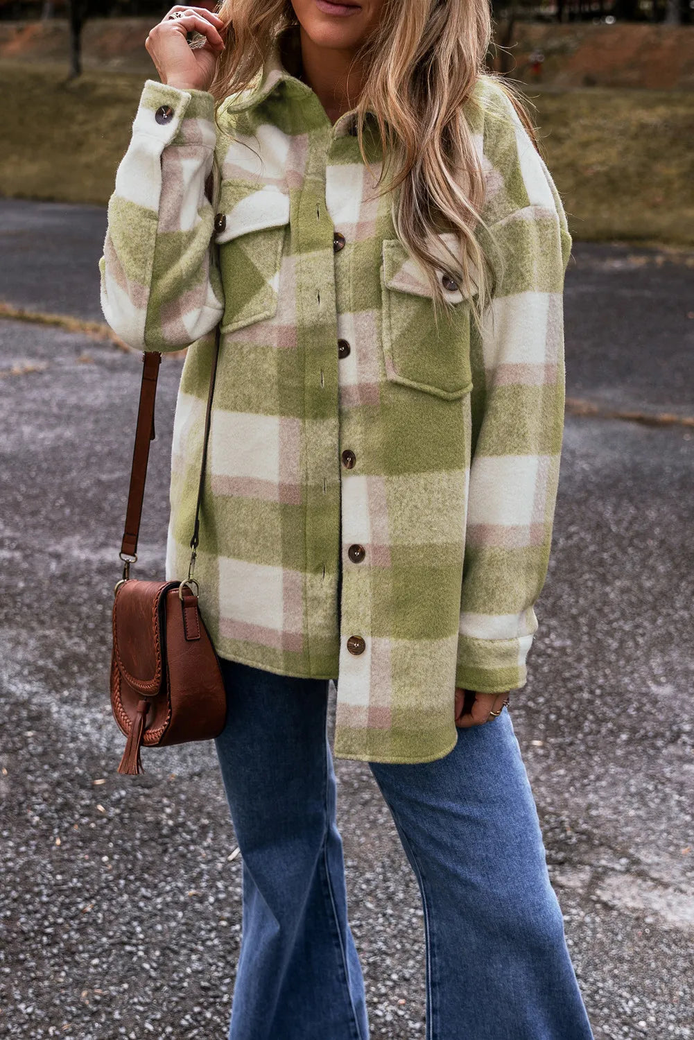 Plaid Button Up Long Sleeve Jacket